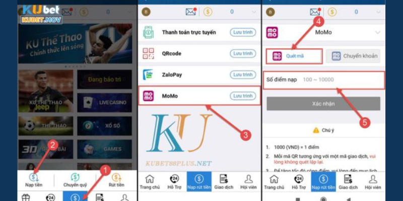 Nạp tiền KUBET qua ví Momo nhanh chóng