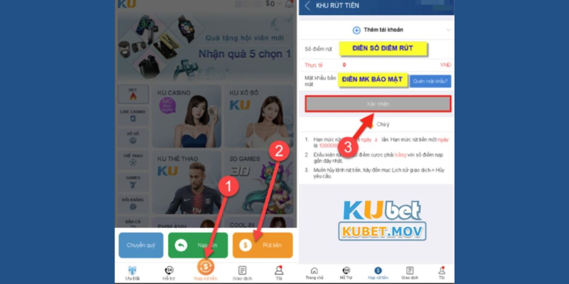 Làm lệnh rút tiền tại KUBET đơn giản